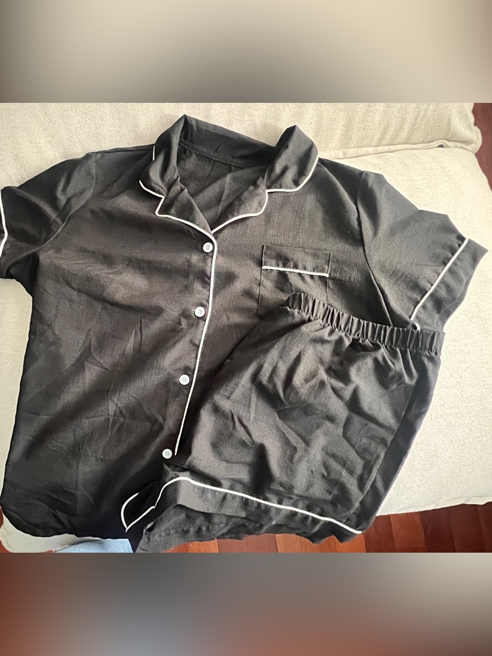 SHEIN Black Piped Pajama Set Like New. Large